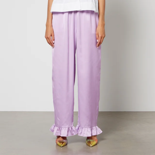 Crās Hunter Ruffle-Trimmed Satin Trousers