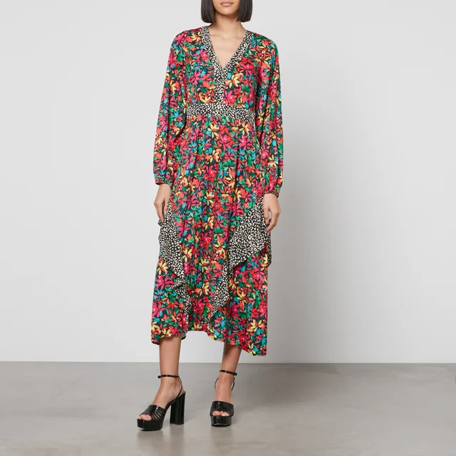 Never Fully Dressed Floral-Print Satin Midi Dress