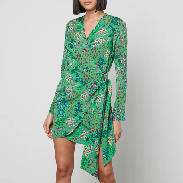 Never Fully Dressed Vienna Animal Print Crepe Wrap Dress