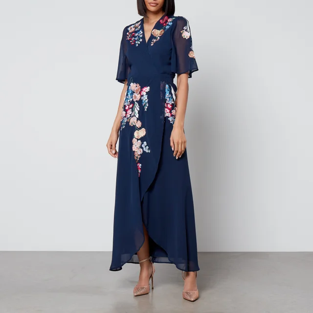 Hope & Ivy Gisela Embroidered Chiffon Midi Dress