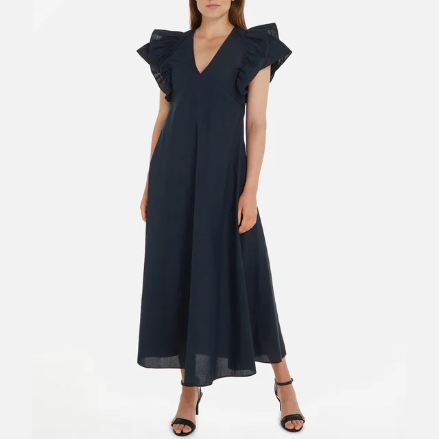 Tommy Hilfiger Co Sateen Frill Sleeveless Cotton Dress