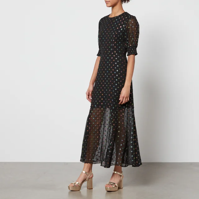Never Fully Dressed Dobby Rosa Fil Coupé Georgette Dress