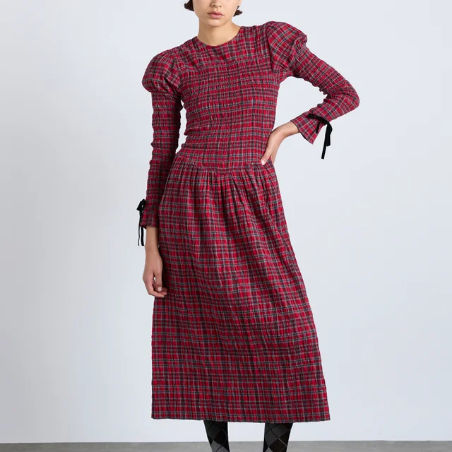 Damson Madder Alice Shirred Cotton Midi Dress