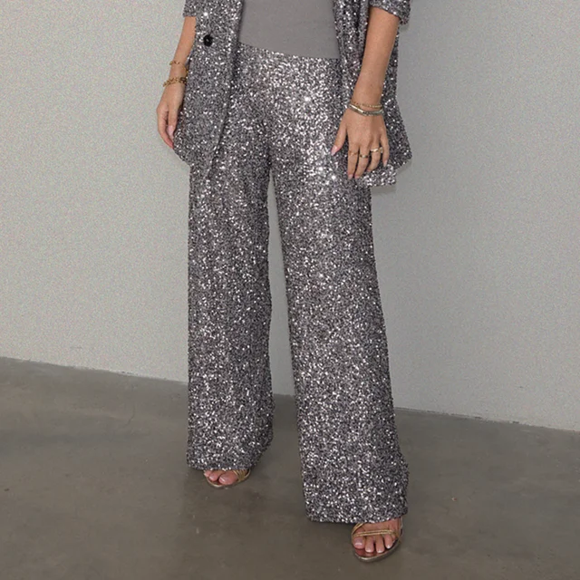 Never Fully Dressed Freddie Gunmeal Sequin-Embellished Trousers